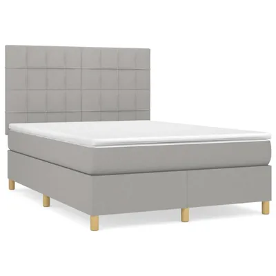 Produktbild von Boxspringbett mit Matratze Hellgrau 140x200 cm Stoff