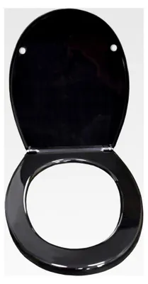 Produktbild von Toilettendeckel - Oval Schwarz - Antibakterieller WC-Sitz - Polypropylen Klodeckel mit einfacher Montage und Reinigung - Universelle Klobrille