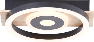 Produktbild von BRILLIANT zeitlose schwarz braune LED Deckenleuchte Maureen | warmweiß | 12W 1100 Lumen 3000 Kelvin | 22x20cm | Metall/Holz/Kunststoff