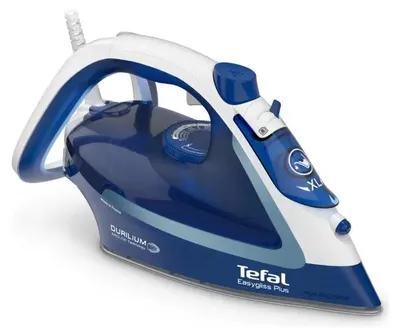 Obrázek produktu pro Tefal EasyGliss Plus FV5770, Suché i parní žehlení, Podešev Durilium Airglide, 2 m, 240 g/min, Modrá, 50 g/min