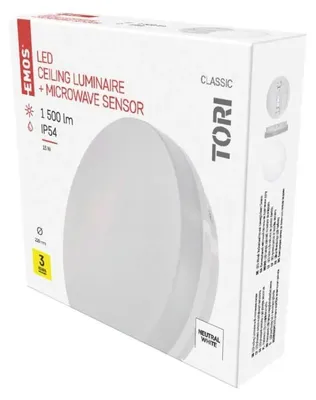 Productafbeelding van EMOS LED-armatuur met bewegingssensor, TORI, 22 cm, 15 W, traal wit licht, IP54, ZM4328