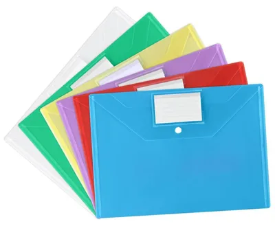 Productafbeelding van Documentmappen A4, 6 stuks, van PP-materiaal, waterdicht, met drukknop en etiketvak