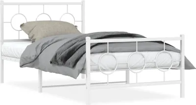 Produktbild von "2026 Promotion" Bettgestell moderne - mit Kopf- und Fußteil - Metall Weiß - 100x190 cm - Polsterbett CC22826