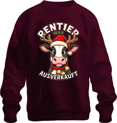 Produktbild von Rentier war t lustige Kuh Weihnachten Santa Geschenk Uni Sweatshirt Pullover, Burgundy, XXL