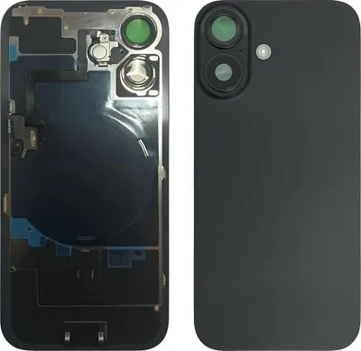 Produktbild von iPhone 16 Rückseite mit Kleinteilen - Schwarz