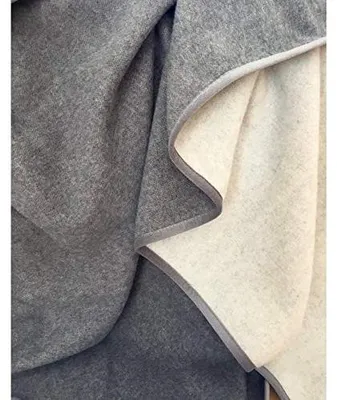Immagine prodotto di Coperta in lana reversibile, grigio e crema, 140 x 200 cm