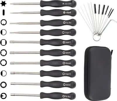 Produktbild von Set mit 12 Schraubendreher Vergaser-Einstellwerkzeug mit Reinigungsbürsten für 2-Takt-Kleinmotor für Poulan für Husqvarna für STIHL für ECHO Trimmer-Kettensäge