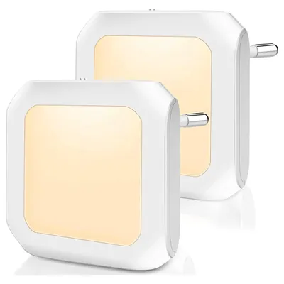Produktbild von LED Nachtlicht Steckdose Dimmbar 2er Set Warmweiß mit Dämmerungssensor 0,6W Helligkeit 0-100% für Treppe Schlafzimmer Flur Kinderzimmer Badezimmer