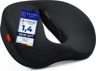Produktbild von Famanu Zitring Ergonomisch - Komfortables Sitzkissen aus viskoelastischem Schaum - Modernes Donut-Kissen - Schwarz