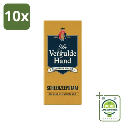 Zdjęcie produktu dla 10 sztuk mydła do golenia w sztyfcie "De Vergulde Hand" - 75 g - opakowanie zbiorcze