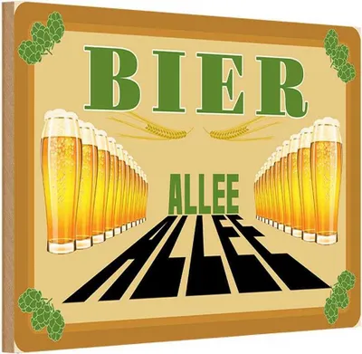 Produktbild von vianmo Holzschild 12x18 cm Alkohol Bier Allee Essen Trinken