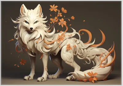 Produktbild von Wallario Wandbild Magischer Fuchs mit floralen Details, Größe: 70,30 x 100,30 cm, Poster mit weißem Kunststoffrahmen