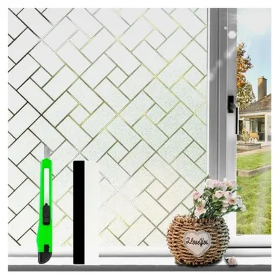 Produktbild von Milchglasfolie für Fenster, blickdicht, 44,5x300cm, Sichtschutzfolie für Innenräume, statische Fensterfolie ohne Kleber, Thermofolie gegen Kälte