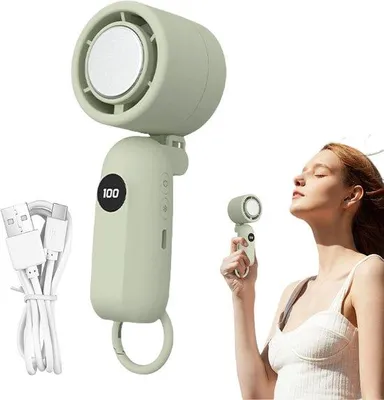 Produktbild von VHV - Handventilator - Mini-Handventilator, USB-aufladbar - USB-aufladbar, leise, mit digitaler Anzeige, mit LED-Beleuchtung - ideal für Reisen, Festivals, Make-up