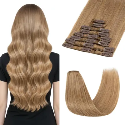 Obrázok produktu pre Predĺženie vlasov z prírodných vlasov, klipsňa, 8 prameňov, 50 g, tmavohnedá, 25 cm, rovné