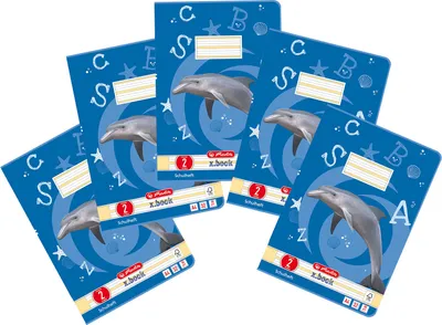 Obrázek produktu pro Herlitz 10767267 sešit A4 pravítko 02, 32 listů, motiv: delfín,Mix, 5 ks