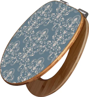 Produktbild von banjado Design WC Sitz Bambus Absenkautomatik -Royal Creme Blau - Toilettendeckel mit Absenkautomatik Holz/hochwertiger Bambus Klodeckel/WC-Sitz für alle gängigen Toiletten [TDB2 11237]