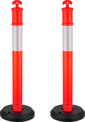 Immagine prodotto di VEVOR paletti di delimitazione del traffico 2 pezzi (114 cm) con base riempibile e strisce riflettenti, paletti di segnalazione per cantieri, parcheggi, paletti di sbarramento per il controllo della folla, rosso