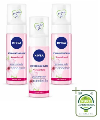 Productafbeelding van 3 x NIVEA Essentials Kalmerende Reinigingsmousse - voor droge en gevoelige huid - 150 ml - Voordeelverpakking - 3 stuks