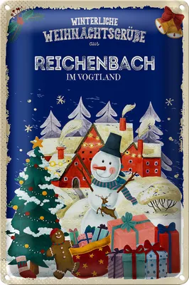 Produktbild von Blechschild Weihnachtsgrüße aus REICHENBACH IM VOGTLAND 20x30cm