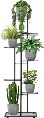 Immagine prodotto di Vilde | Supporto per fiori - Altezza 138 cm - 7 livelli - Per 7 vasi - Nero - Supporto per piante in metallo