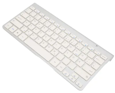 Image de Clavier sans fil élégant et portable, 2,4 GHz, Plug-and-Play, bilingue (allemand-anglais) pour ordinateurs de bureau, ordinateurs portables et tablettes