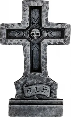 Produktbild von R.I.P. Grabstein als Kreuz mit Totenkopf 60cm