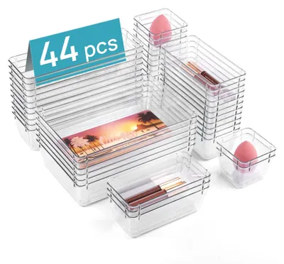 Schubladen-Organizer-Set, 44 Stück, transparent, 4 Größen