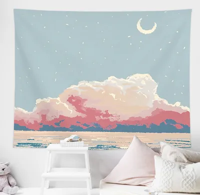 Produktbild von Tapisserie Mit Natürlicher Aussicht, Wandbehang, Wandbehang, Wandbehang, Flora, Himmel, ästhetische Schlafzimmerdekoration, Botanische Wandteppiche (150cm x 130cm,Farbe 4)