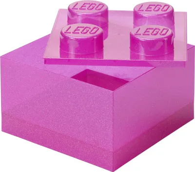 Produktbild von NHG LEGO Aufbewahrungsbox Storage Brick 4 Top Lid Glitter Medium Violet, Kunststoff, 25 x 25 cm, 40090801