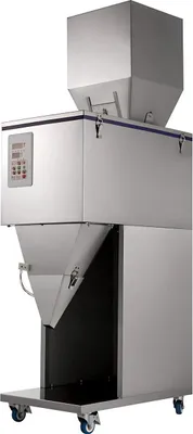 Immagine prodotto di Riempitrice professionale di polveri - Automatica - Pneumatica - Acciaio inox - Due uscite - 100-1000ml - Controllo con microcomputer - Per cucina e industria