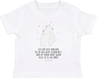 Produktbild von Mr. & Mrs. Panda Babyshirt Eisbär Umarmen 12. - 18. Monat - Weiß - Geschenk, Baby Jerseyshirt, Organic T-Shirt, , Kinder Shirt, Baumwolle, Lustige Sprüche