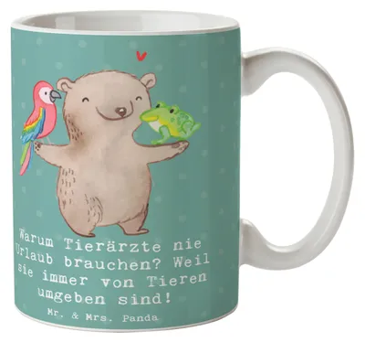 Produktbild von Mr. & Mrs. Panda Tasse Tierarzt Freude - Meeresbrise - Geschenk, Kaffeetasse, Beruf, Tierarztspruch, mit Spruch, Veterinär, Hilfsbereitschaft, Tiermedizin, Keramiktasse