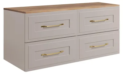 Produktbild von Badezimmer-Unterschrank-Set, Kaschmir / Eiche Craft, 120 (2 x 60) x 46 x 58 cm, 3 Grifffarben zur Auswahl