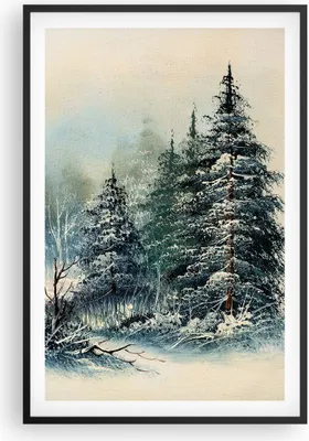 Produktbild von Gerahmtes Poster - Schwarzer Rahmen - Schnee Fichten Wald - 61x91,5 cm - Wand Bild - Wanddeko - Wandbilder - Kunstposter - Wandposter - Bilderrahmen - Bilder - Kunstdruck - P2BPA61x91-4641
