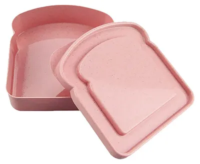 Produktbild von Lunchbox in Toastform, Brotdose aus Kunststoff mit sicherem Deckel, auslaufsicherer, tragbarer Lebensmittelbehälter für Schule, Büro, Picknick