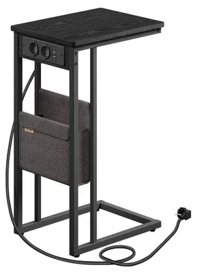 Productafbeelding van Zwarte bijzettafel – nachtkastje – spaanplaat – stalen frame – 30 x 40 x 62 cm
