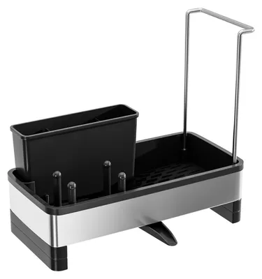 Produktbild von Spülbecken-Schwammhalter aus Edelstahl, Küchenspülbecken-Schwammhalter mit Bürsten- und Geschirrtuchhalter, Besteckkorb aus Edelstahl für Küche und Bad, schwenkbarer Wasserablauf