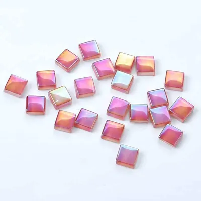 Kristall-Mosaikfliesen, 200 Stück, Glas, quadratisch, rosa