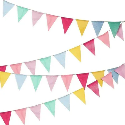 Produktbild von Wimpelgirlande - 10 m - Bunte Stoff-Wimpelkette - Geburtstagsdekoration für Kinder und Erwachsene - Für Kinderzimmer, Garten, Party und Feier