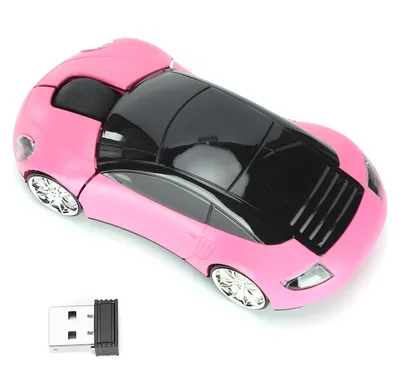 Obrázek produktu pro Myš k notebooku, Smart CarShaped, přenosná, 2,4 G, bezdrátová, s USB přijímačem pro kancelářské počítače, tablety (růžová)