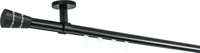 Produktbild von SN Deco Gardinenstange Innenlauf Rennes, 19 mm, 1-läufig, Stahl, Komplett-Set mit Ringen, Profildeckentrager, 480 cm, schwarz