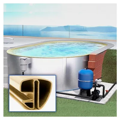 Produktbild von Ovalpool 800 x 400 x 150 cm I Starterset I Poolfolie Sandfarben 0,8 mm I Filteranlage I Spezialhandlauf I 8 x 4 x 1,5 m