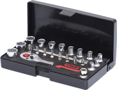 Produktbild von KS Tools 911.0623, Steckschlüssel-Satz, 1/4", 23 Kopf/Köpfe, Chrom-Vanadium-Stahl, 450 g
