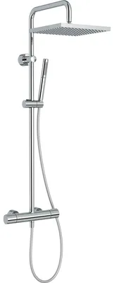 Thermostatische Duschkolonne, 28 cm Kopf, Chrom, rechteckig