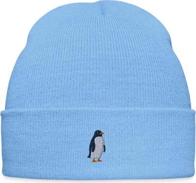 Produktbild von Spreadshirt Kleiner Pinguin Stickerei Bestickte Wintermütze, One size, Himmelblau