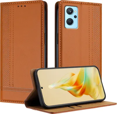 Produktbild von Handyhülle für Realme 9i Leder Flip Klappbare Schutzhülle mit Standfunktion Braun