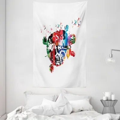 Produktbild von ABAKUHAUS Bunt Wandteppich und Tagesdecke, Abstrakte Schildkröte Hinweise aus Weiches Mikrofaser Stoff Waschbar ohne Verblassen Digitaldruck, 140 x 230 cm, Mehrfarbig