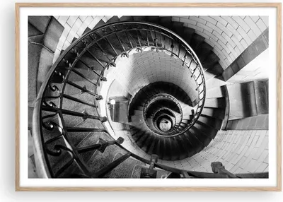 Produktbild von Gerahmtes Poster - Rahmen in heller Eiche - Treppe Spirale Perspektive - 100x70 cm - Wand Bild - Wanddeko - Wandbilder - Kunstposter - Wandposter - Bilderrahmen - Bilder - P2NAA100x70-4384