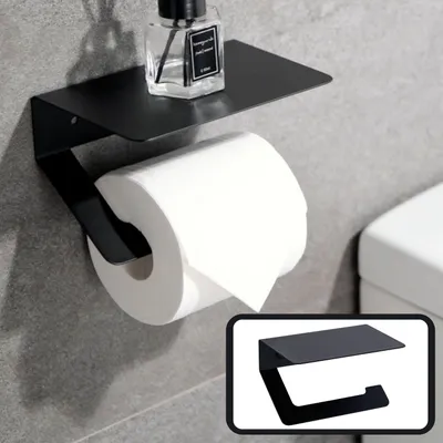 Produktbild von DEKAZIA® Toilettenpapierhalter ohne Bohren schwarz | Klopapierhalter ohne Bohren | Klorollenhalter ohne Bohren Klopapierhalter schwarz Toilettenpapier